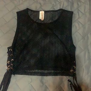 Black net top